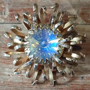 Vintage Sara Cov Gold and Iridescent Brooch